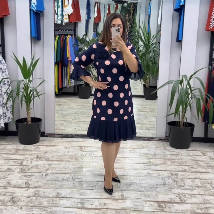 VICTORIA | ROBE À POIS PLISSÉE