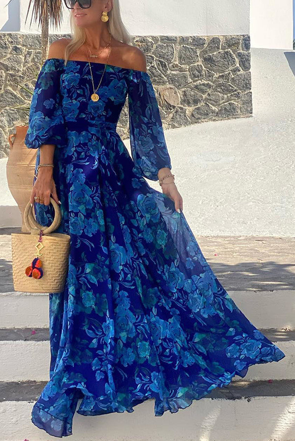 Luna™ | Robe Maxi Imprimée Florale avec Manches Décolleté