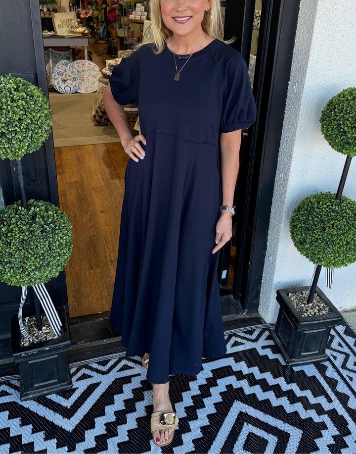Robe Maxi Chic à Manches Bouffantes