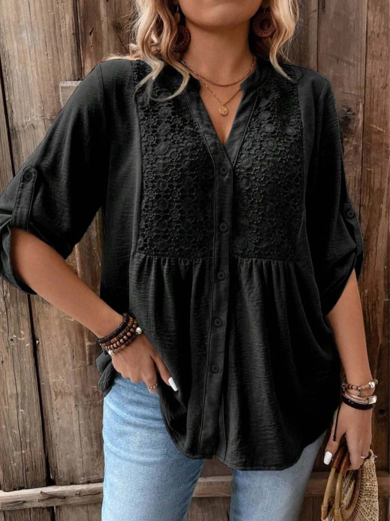Noor | Blouse à col en V et boutons