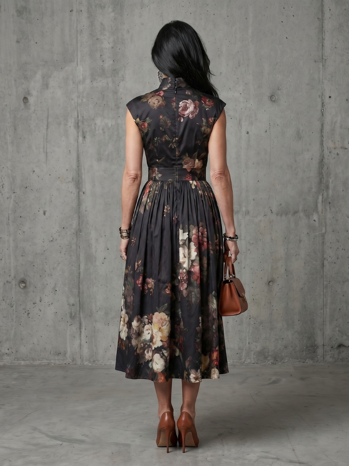 Mónica | Robe midi plissée florale