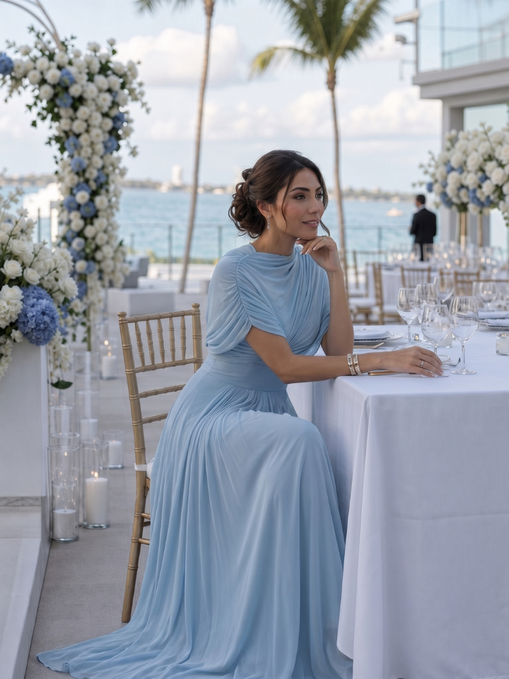 Thael | Robe Maxi à Une Épaule avec Corsage Drapé