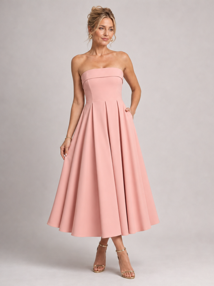 Elove | Robe Midi Bustier à Corsage Structuré
