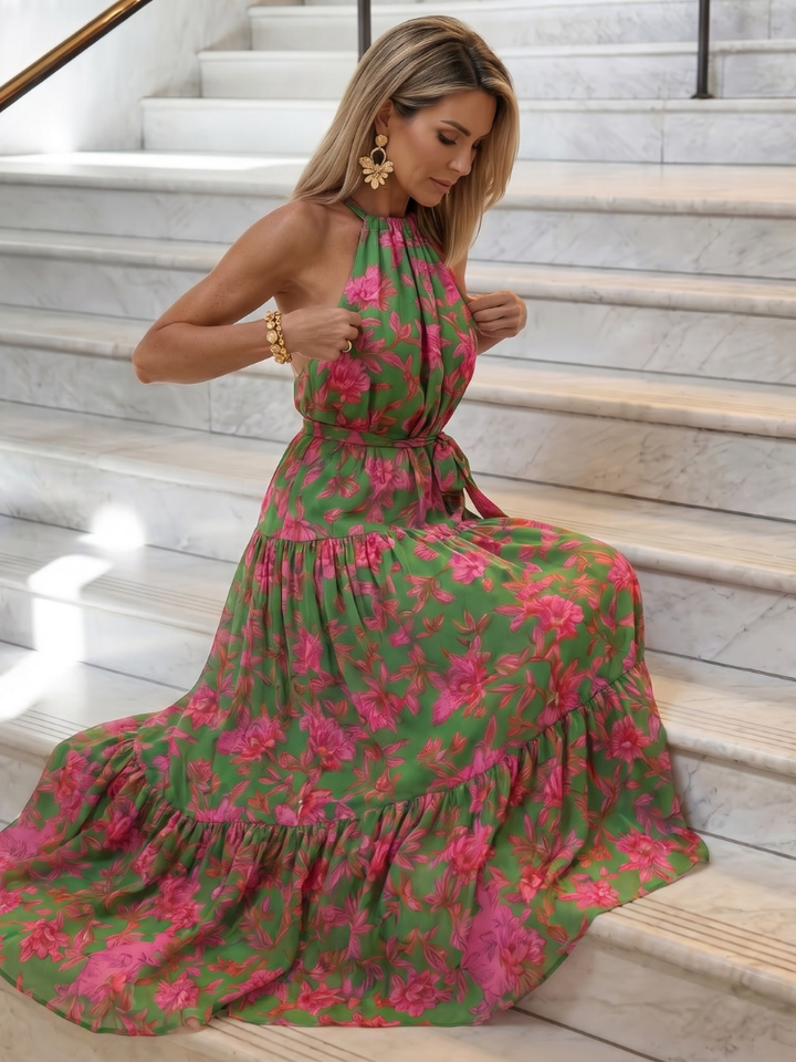 Rowen | Robe Midi Drapée à Encolure Halter