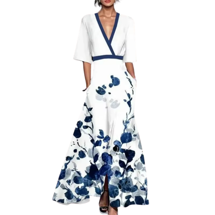 Noelle | Robe de Printemps Fleurie à Décolleté en V