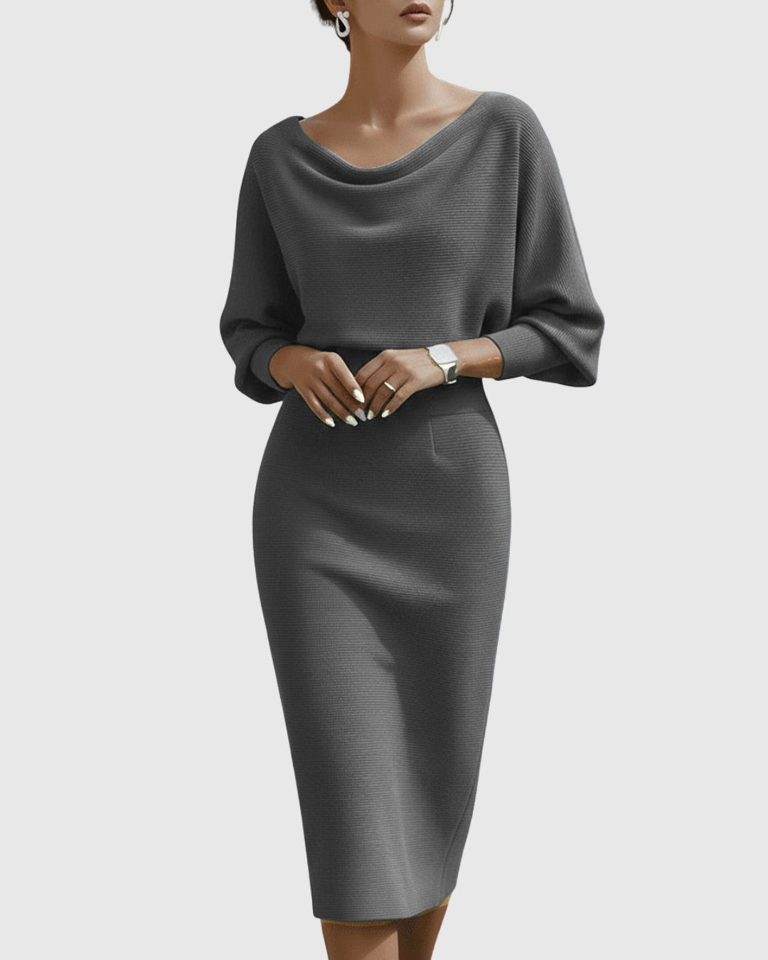 ISMERIA | Robe midi avec des manches chauve-souris