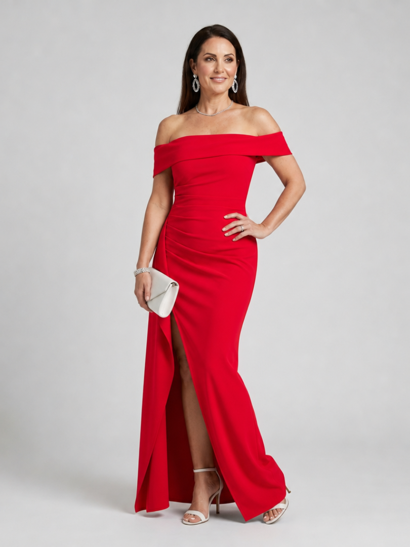 Vionelle | Robe Maxi Épaules Dénudées avec Fente Latérale Haute