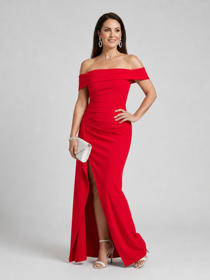 Vionelle | Robe Maxi Épaules Dénudées avec Fente Latérale Haute