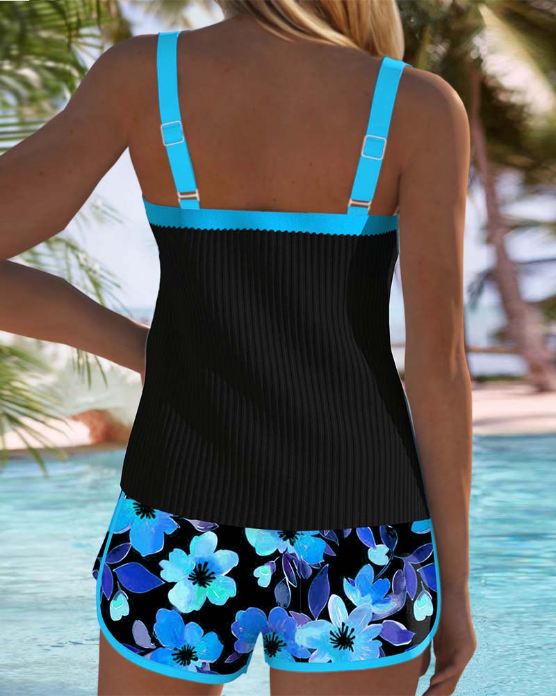 Federica - Ensemble de Tankini à Rayures et Shorts