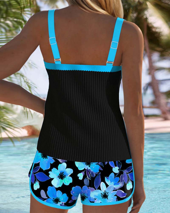 Federica - Ensemble de Tankini à Rayures et Shorts