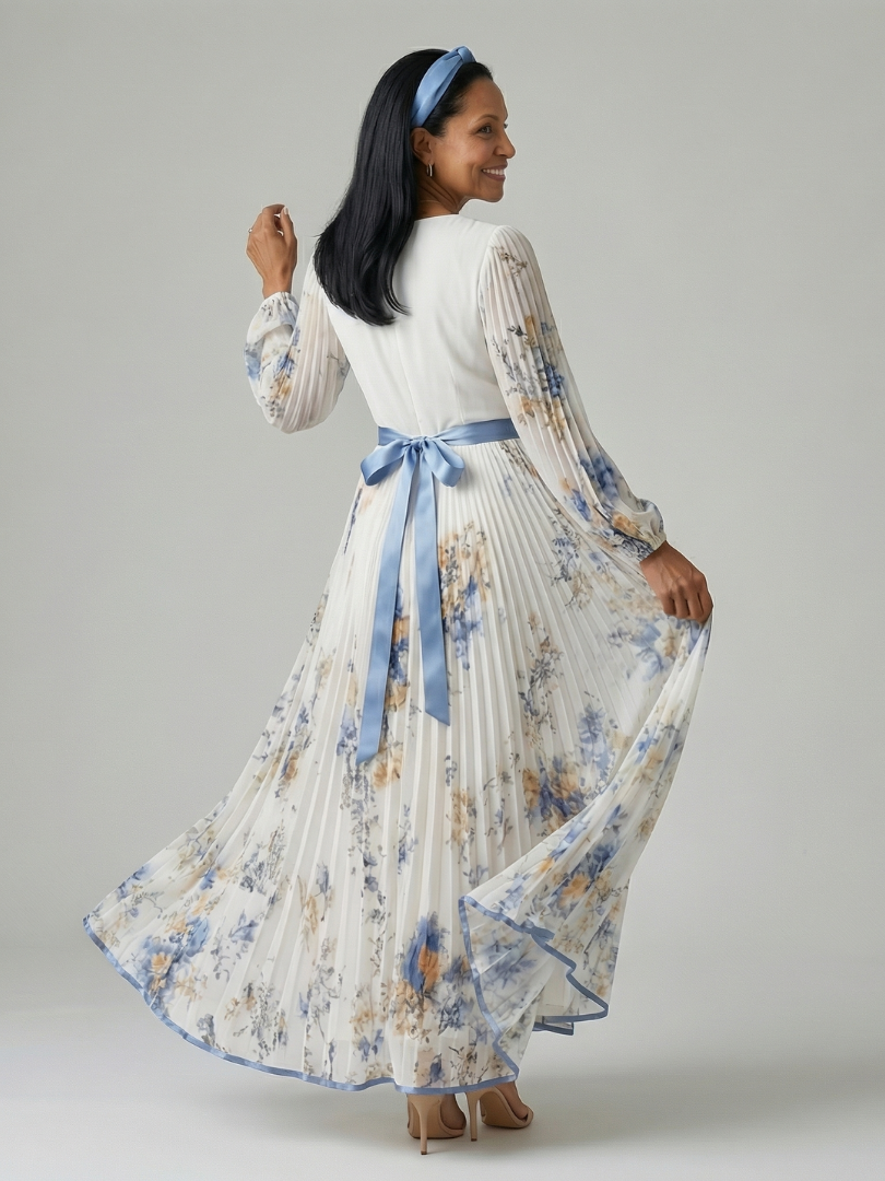 Eva | Robe midi croisée plissée