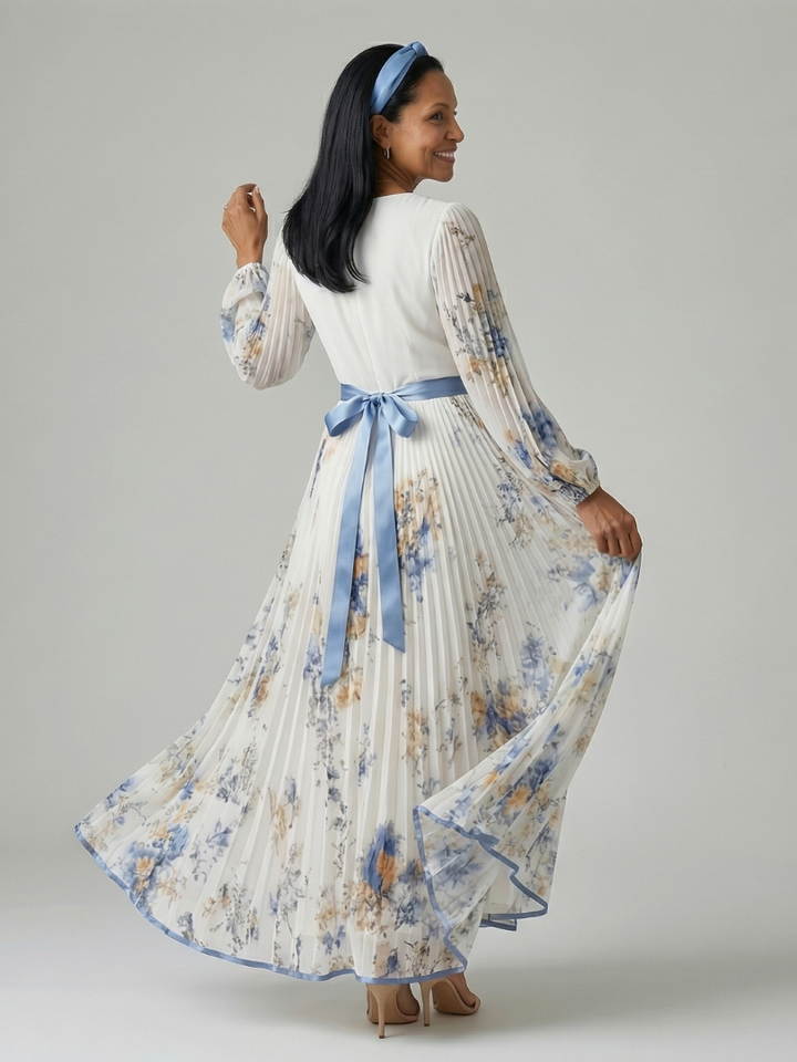 Eva | Robe midi croisée plissée