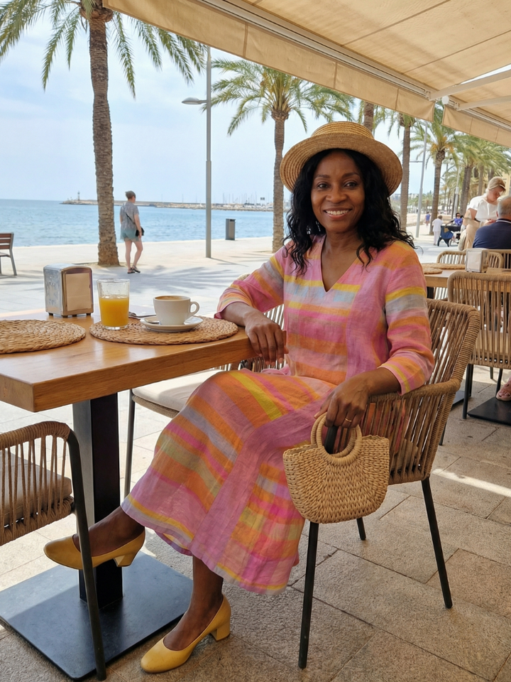 Tessa | Robe Midi à Rayures Drapeau Facile