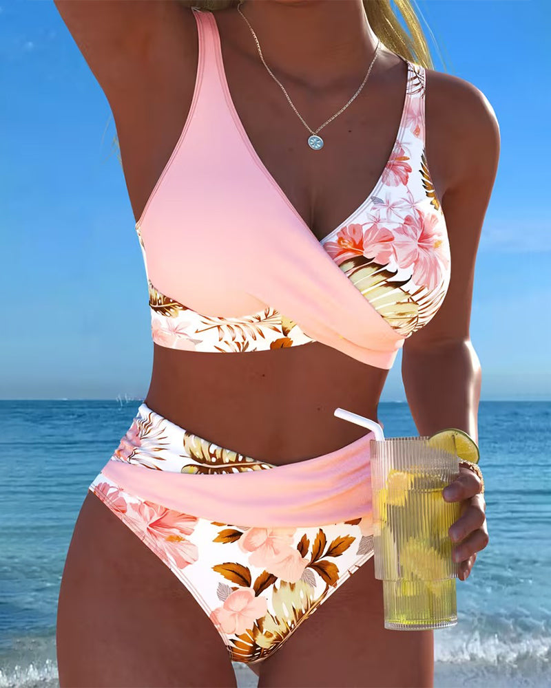 Jolina | Bikini à Fente à Motif Floral