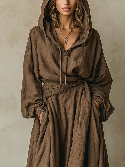 Aria | Robe Maxi à Capuche Fluide