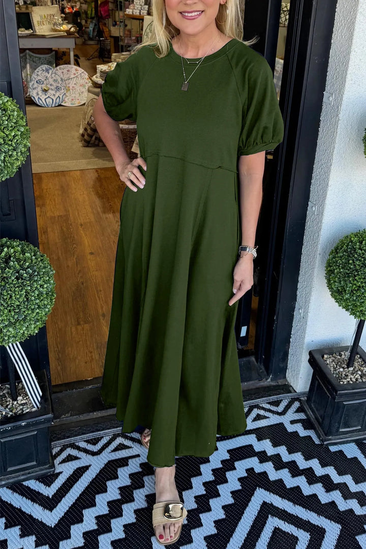 Robe Maxi Chic à Manches Bouffantes