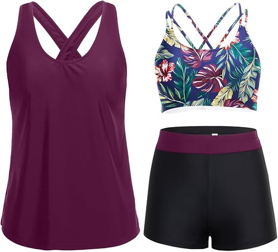 Ensemble Tankini 3 Pièces Maintien Renforcé