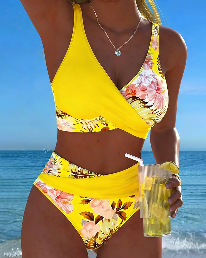 Jolina | Bikini à Fente à Motif Floral