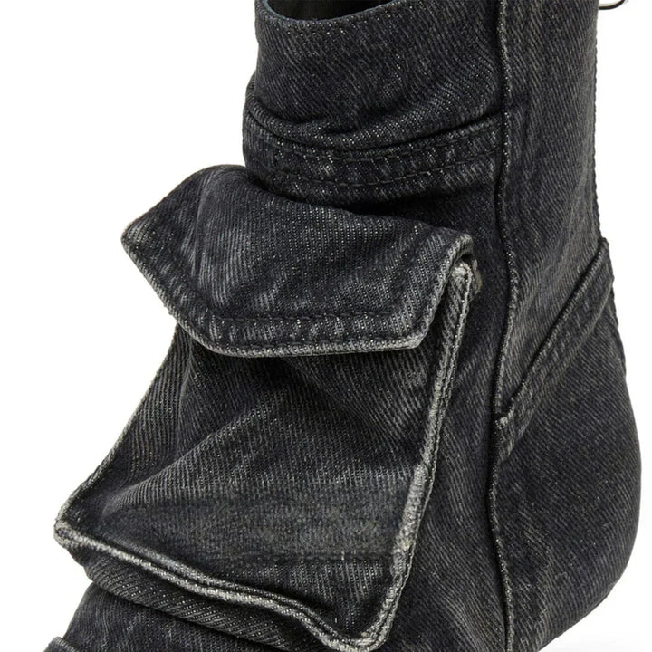 Vega - Bottines de design cargo en tissu denim