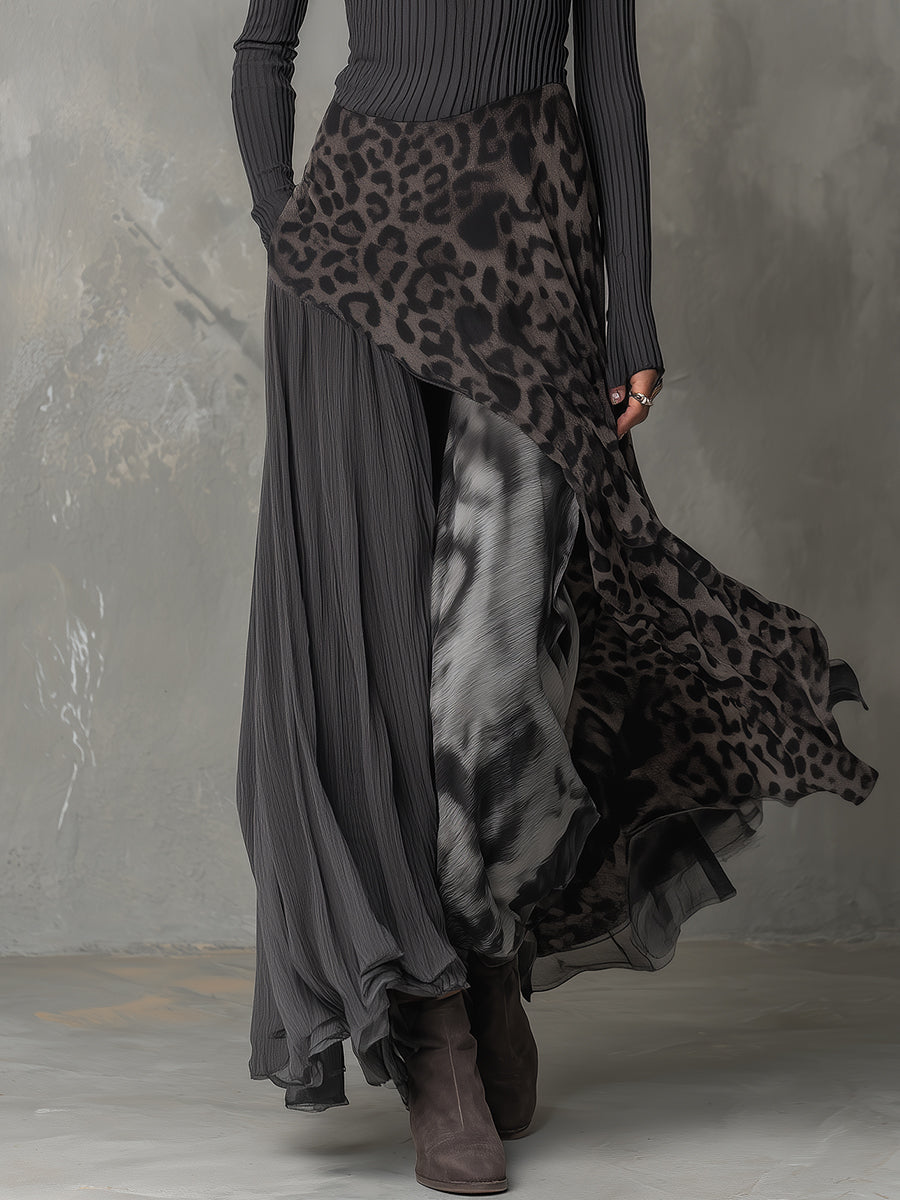 Sophia | Robe longue style bohème avec imprimé léopard