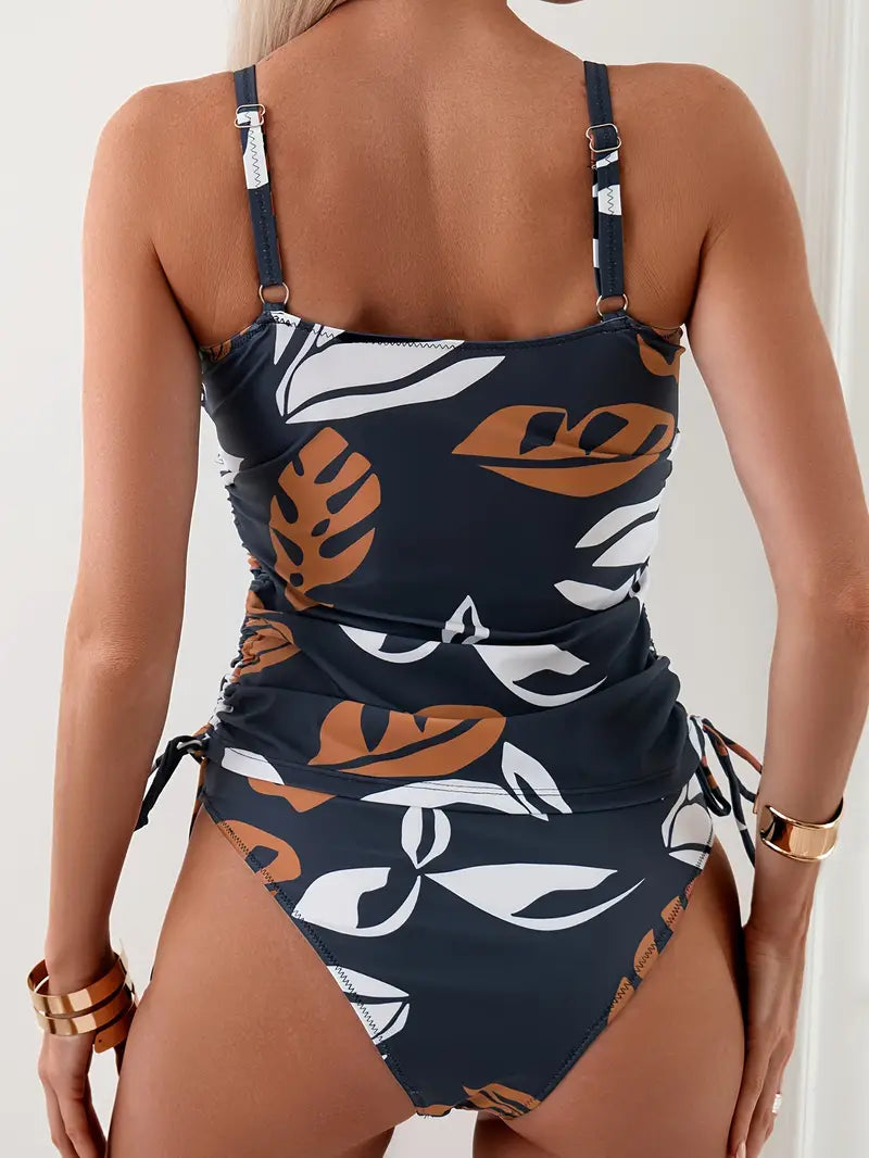 Tankini Vénus - Bikini avec Imprimé Tropical à Feuilles