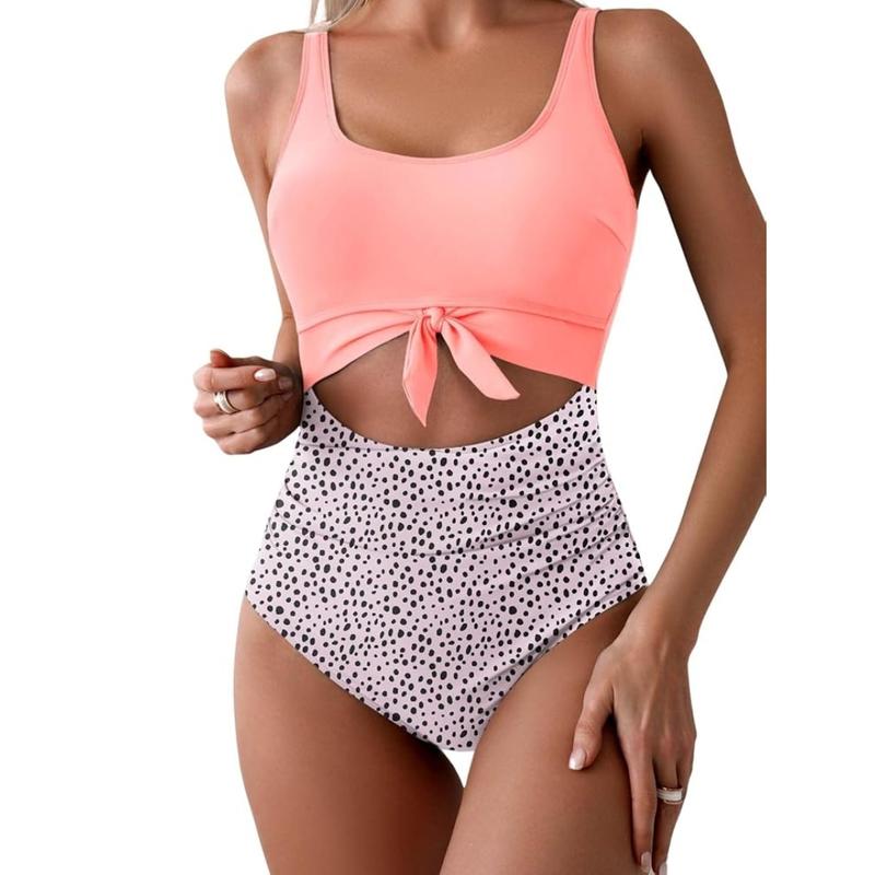 Maillot de Bain Une Pièce Ventre Plat Nœud Frontal