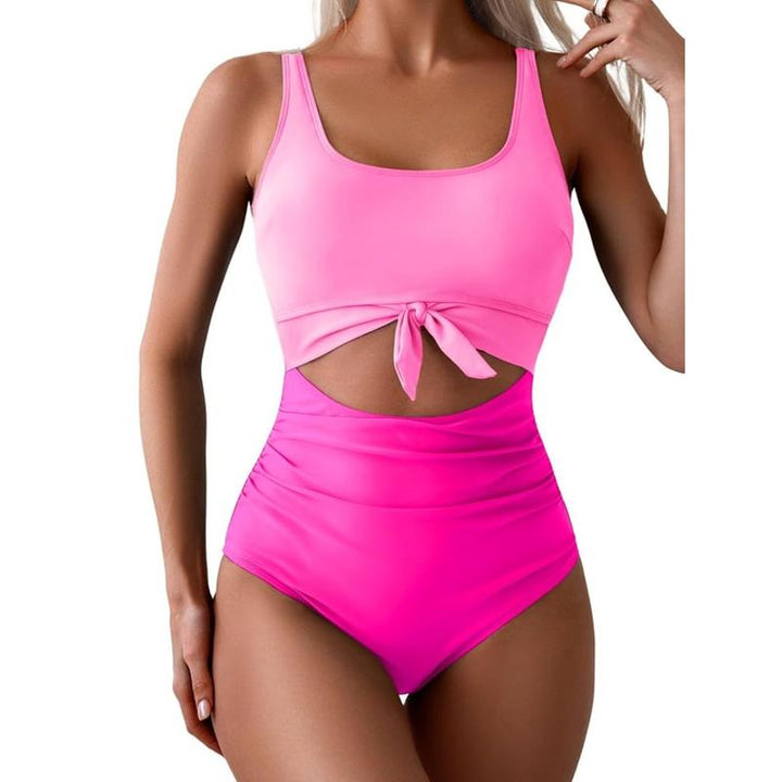 Maillot de Bain Une Pièce Ventre Plat Nœud Frontal