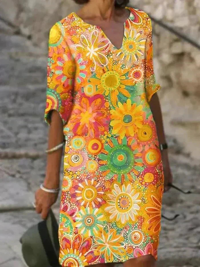 Annie | Robe Midi Florale Vibrante