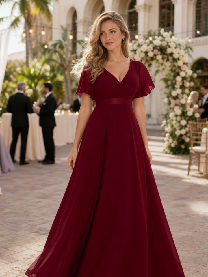 Mige | Robe Maxi à Manches Flottantes et Taille Définie