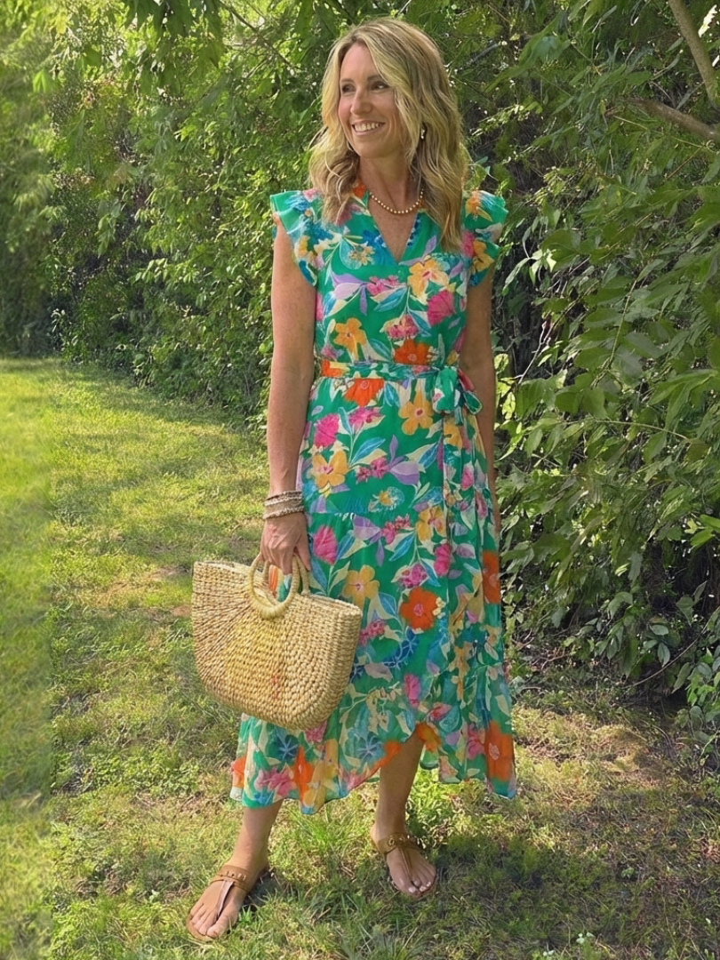 LILA | ROBE MIDI TIERED À COL V FLORAL