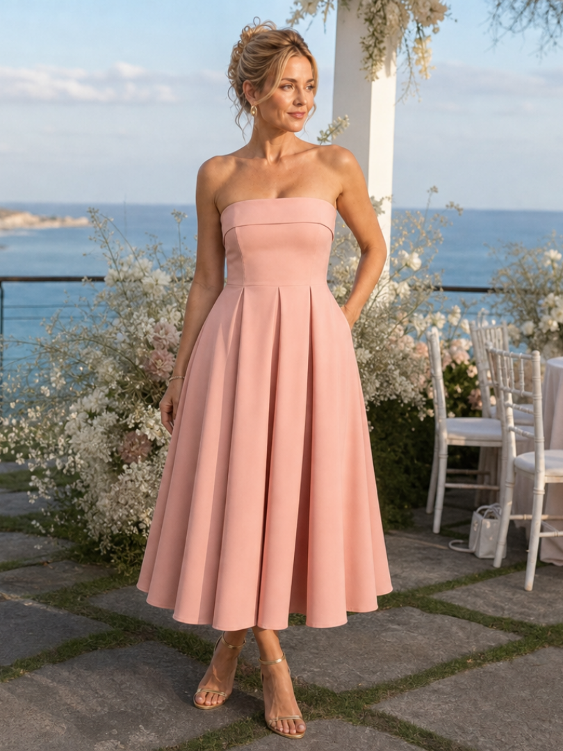Elove | Robe Midi Bustier à Corsage Structuré