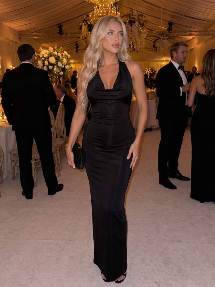 Neverine | Robe Midi à Col Halter et Silhouette Ajustée