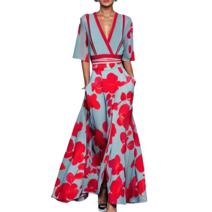 Noelle | Robe de Printemps Fleurie à Décolleté en V
