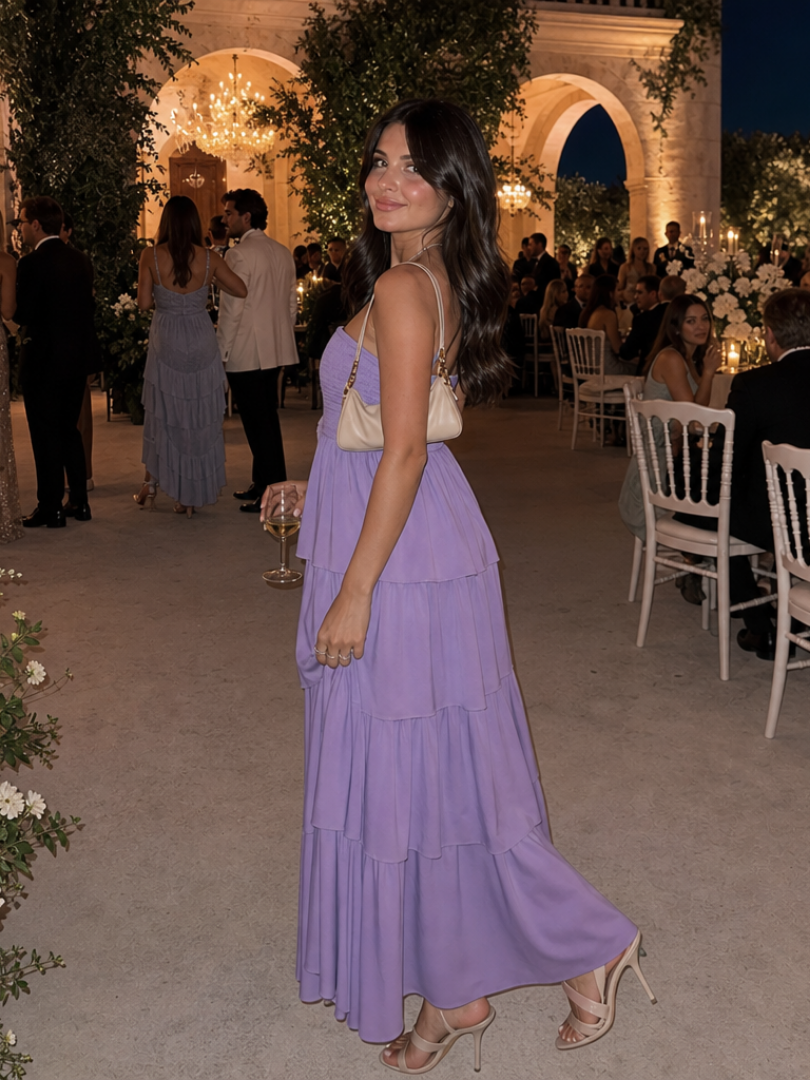 Gemma | Robe Midi Bustier à Corsage Smocké
