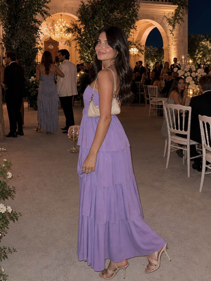 Gemma | Robe Midi Bustier à Corsage Smocké