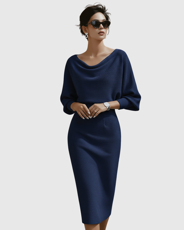ISMERIA | Robe midi avec des manches chauve-souris