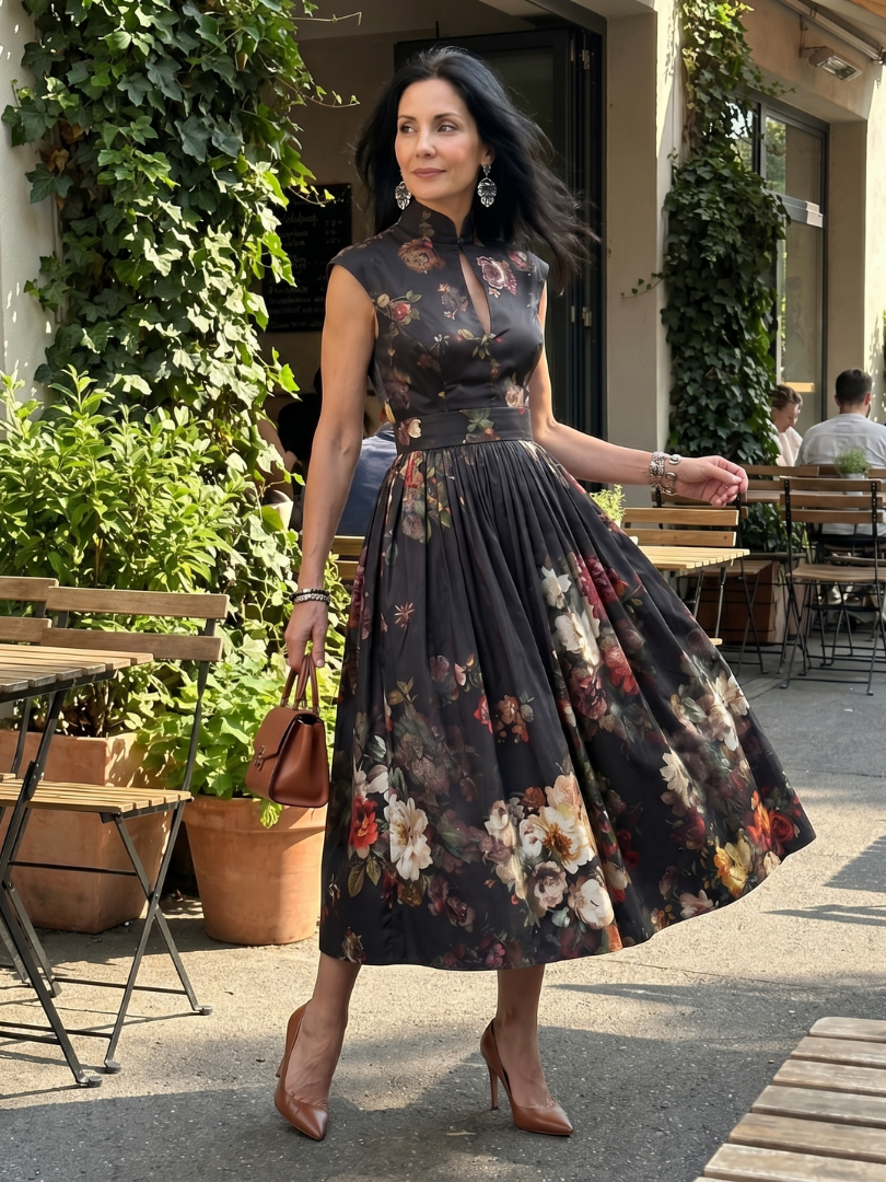 Mónica | Robe midi plissée florale