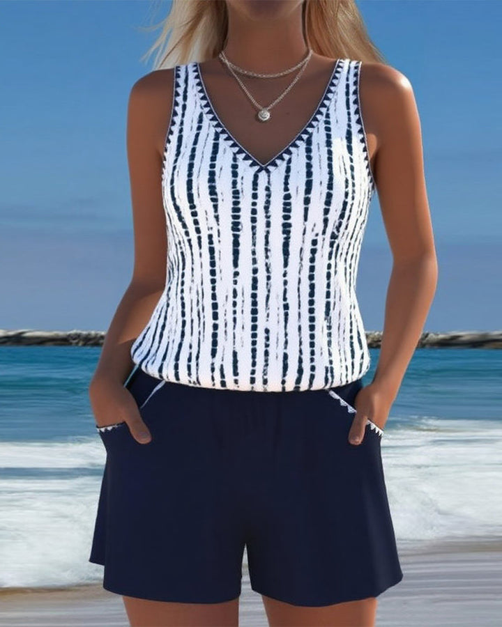 Leslie - Ensemble de Tankini Décontracté avec Shorts