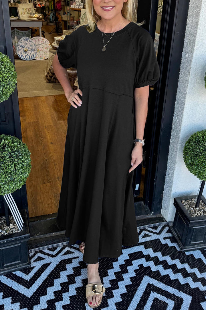 Robe Maxi Chic à Manches Bouffantes