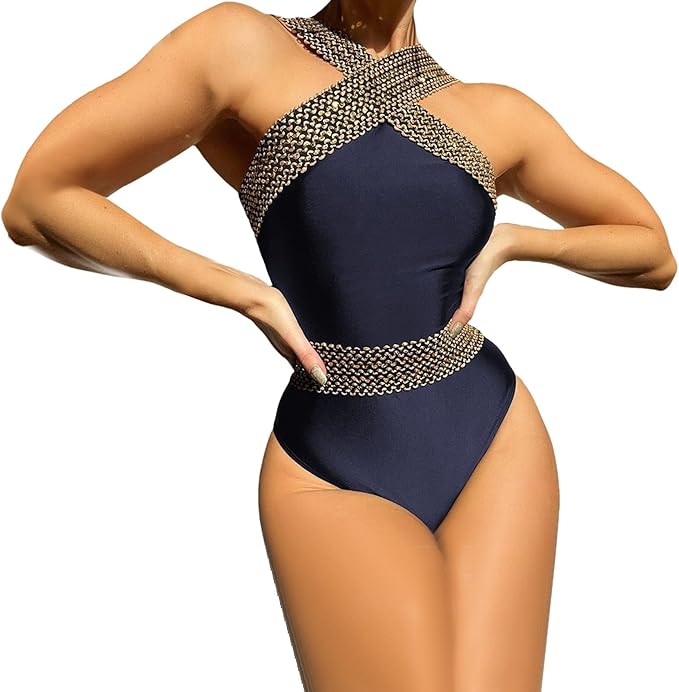 Maillot de Bain Une Pièce Maintien Renforcé Bretelles Croisées