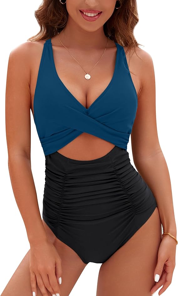 Maillot de Bain Une Pièce Froncé à Découpe Gainante
