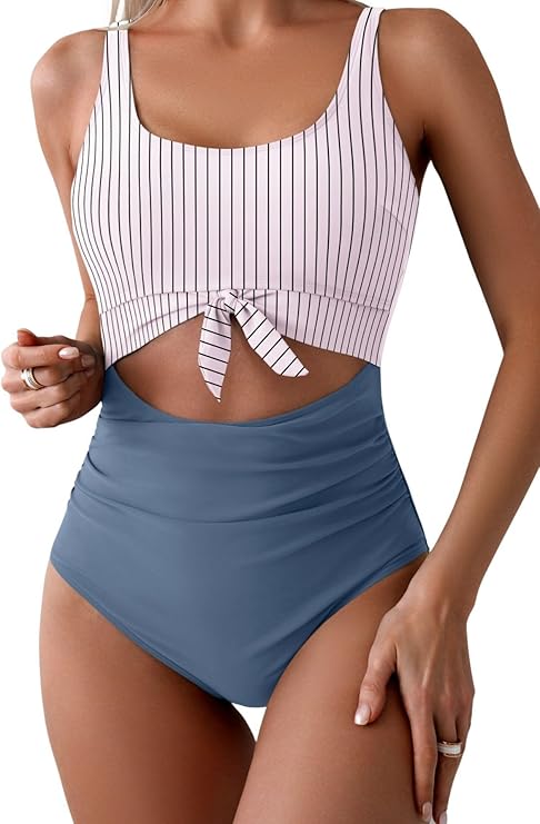 Maillot de Bain Une Pièce Ventre Plat Nœud Frontal
