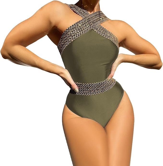 Maillot de Bain Une Pièce Maintien Renforcé Bretelles Croisées
