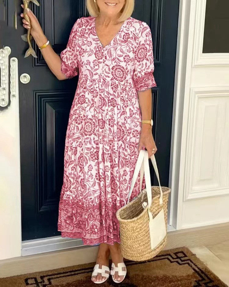 Candice | Robe Florale Élégante à Col V
