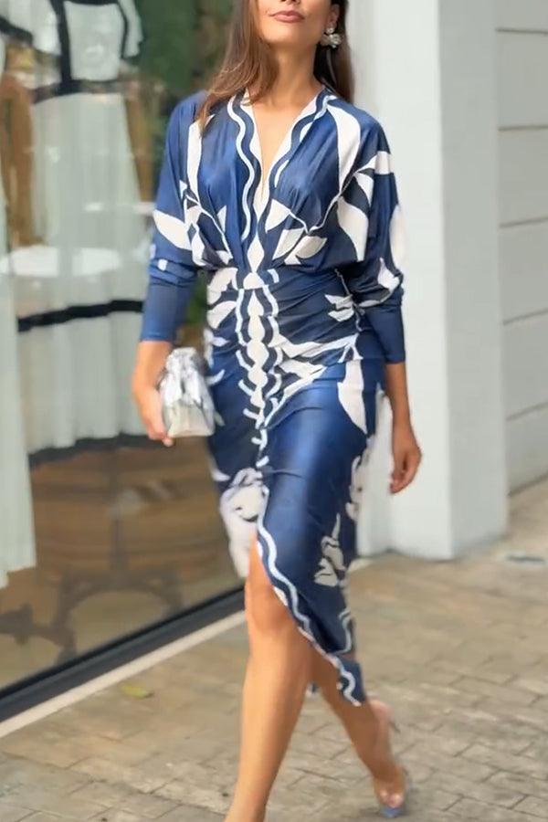 Eva | Robe Midi Dolman Unique Imprimé Évasion ensoleillée
