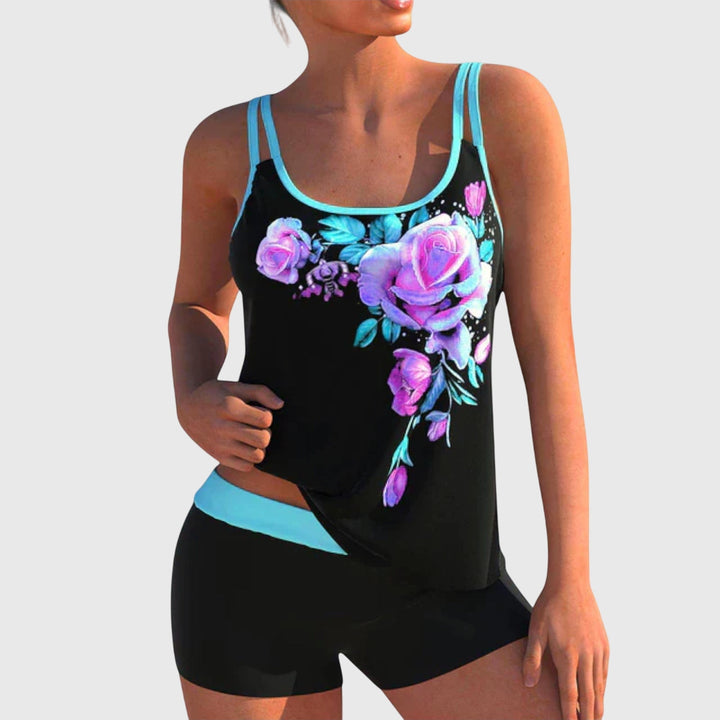 Flor | Ensemble de maillot de bain floral qui couvre le ventre
