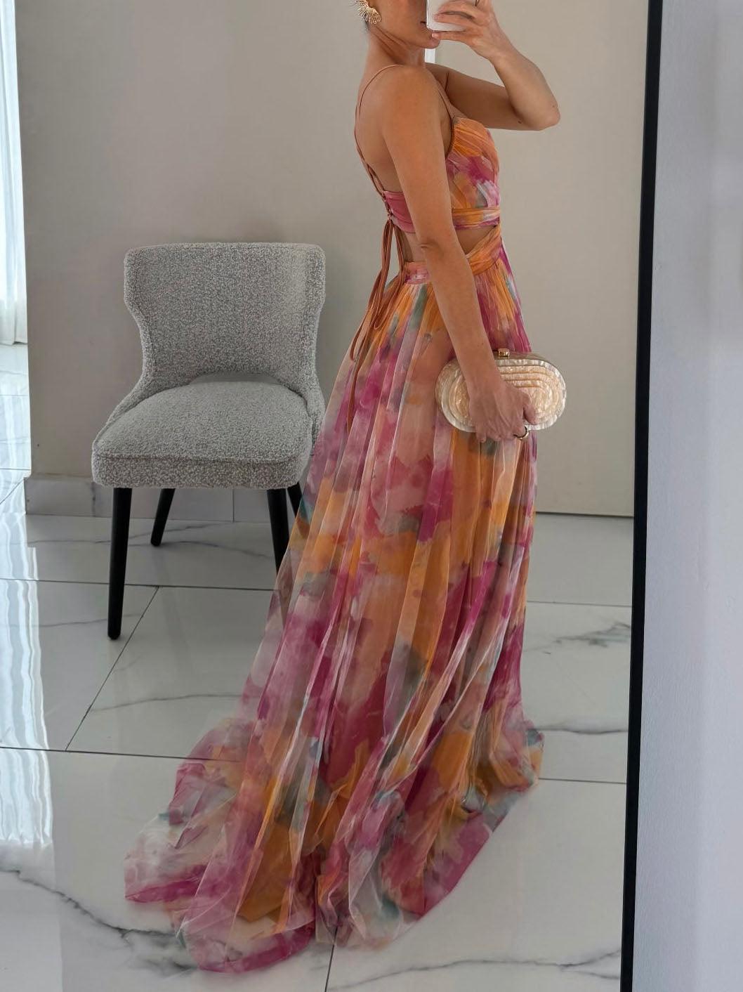 Karen | Robe maxi à imprimé floral peint en V