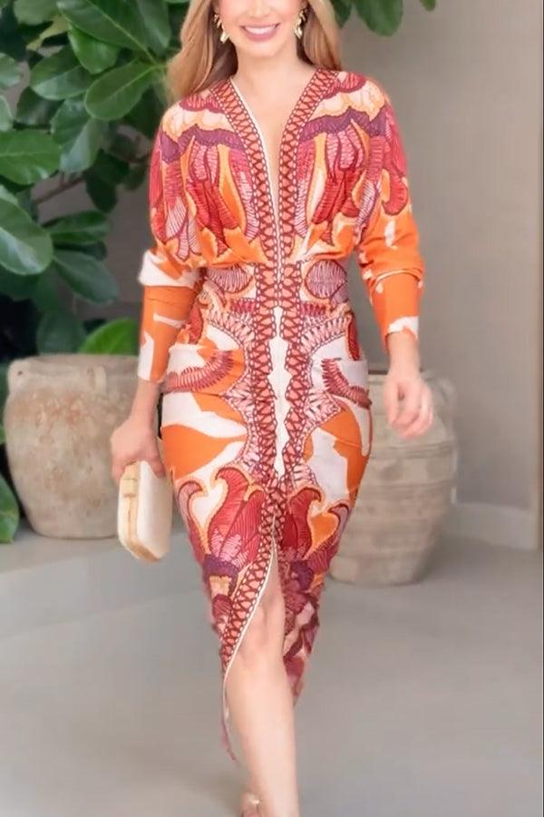 Eva | Robe Midi Dolman Unique Imprimé Évasion ensoleillée