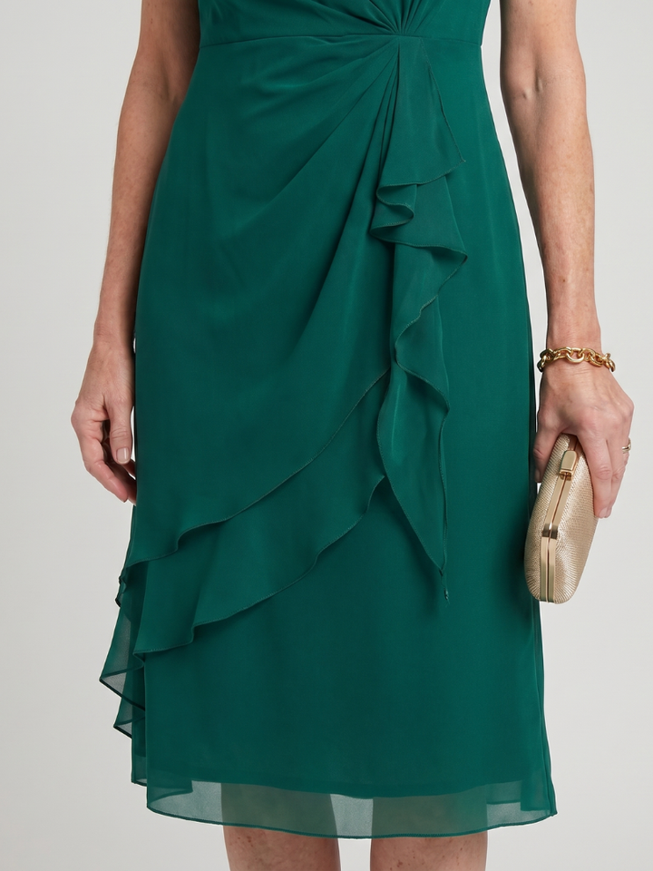 Eira | Robe Midi à Manches Courtes et Ourlet Superposé