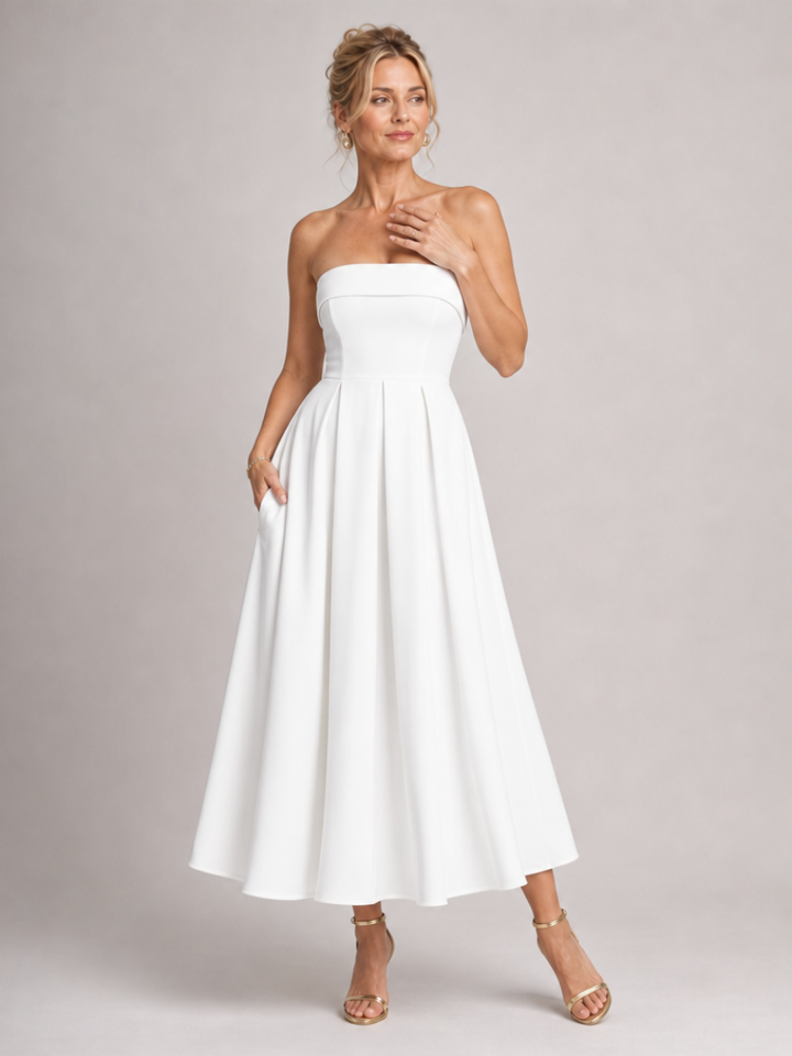 Elove | Robe Midi Bustier à Corsage Structuré
